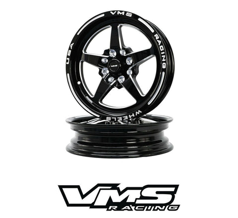 VMS Racing Black Milled V-Star 15X3.5 4 lug 4x114.3 4x108 | 4x4.25" | 1.75" BS | -13 ET | VWST053