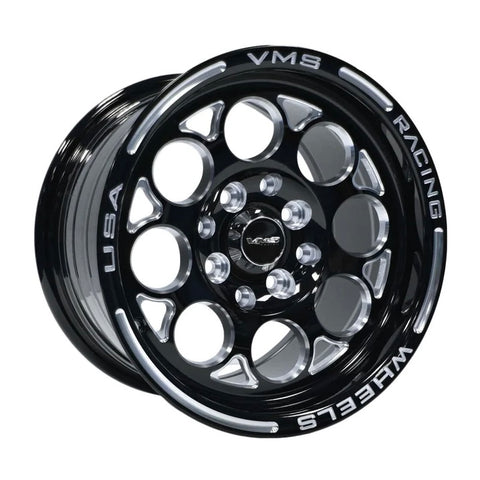 VMS Racing Street Or Drag Black Milled Modulo Wheel Rim 15X10 4x100 & 4x108 +20 OFFSET (6.3" BACKSPACING)