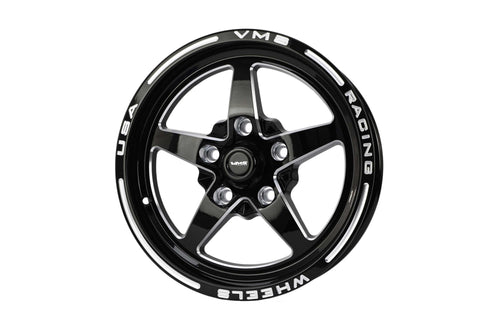 2x VMS Racing Black Milled V-Star 15X3.5 5 lug 5x114.3 | 5x4.5" | 1.75" BS | -13 ET |
