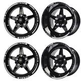 VMS Racing Street Drag Pack V Star 5 Spoke Wheels Rims 15X10 & 15x3.5 5X114.3 (5X4.5") -25 ET (4.5" BS)