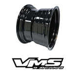 VMS Racing Drag Pack Black Milled 5 Lug V Star 5 Spoke Wheel Rim 15X10 & 17x4.5 5X120.7 (5X4.75") -25 ET (4.5" BS)