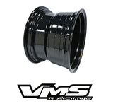 VMS Racing Drag Pack Modulo Black Milled Wheels Rim 15X10 & 15x3.5 5X120 (5X4.75") +25 ET (6.5" BS)
