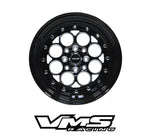 VMS Racing Black Revolver Style Drag Wheel Chrome Rivets 15X8 4X100/114.3 OFFSET