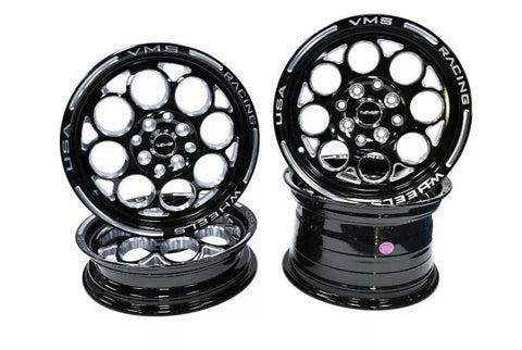 VMS Racing Modulo Drag Pack Wheels Rims 2x 15x3.5 & 2x 15x8 +20 4x108 5.3” BS