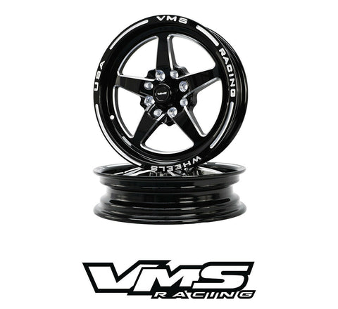 VMS Racing Black Milled V-Star 15X3.5 5 lug 5x100 5x114.3 | 5x4.5" | 1.75" BS | +10 ET