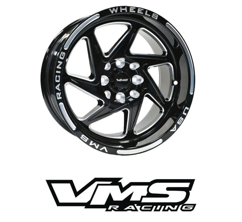 VMS Racing Front Or Rear Typhoon Black Milling Drag Wheel Rim 15x8 4X100 4X114 +20 ET